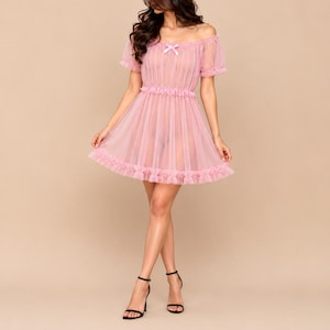 saloon moon sheer babydoll dress F/W 2006 Chanel Runway Semi-Sheer Silk Baby Doll Dress