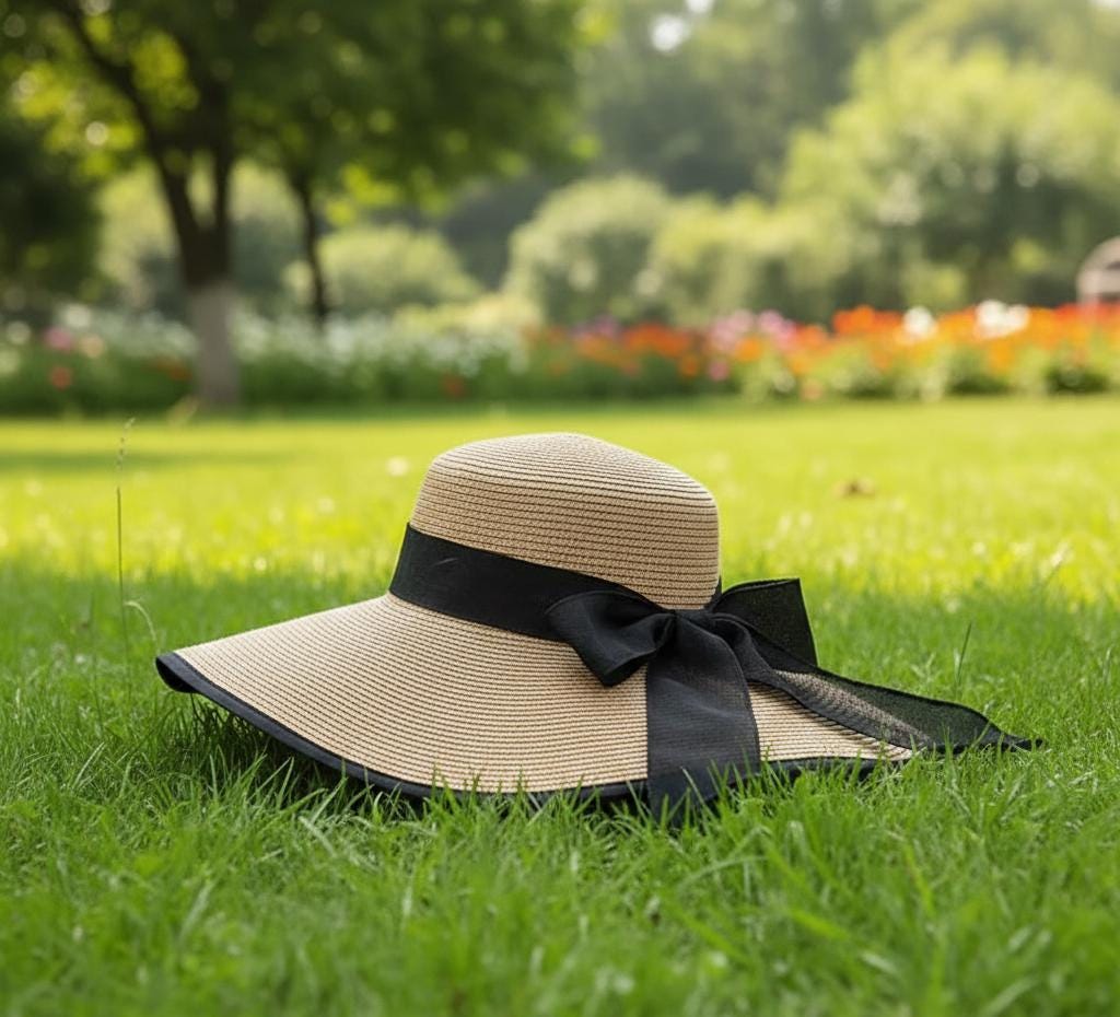 Sunhat Black White Wide Brim - Etsy display picture 1