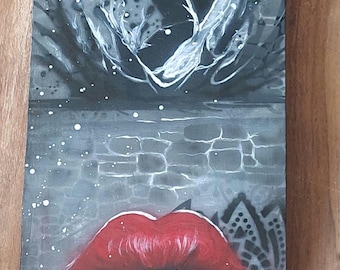 Pintura personalizada de monopatín con aerógrafo. Decoración de pared. Pintada a mano. Pieza única.