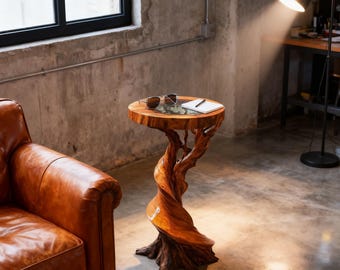 Mesa de madera retorcida STL 1:12 para casa de muñecas, miniatura rústica de tronco de árbol (descarga gratuita)