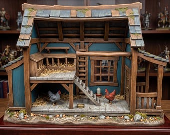 Chicken Coop STL, Rustic Hen House 3D Model, Farm Building Miniature, Poultry House STL, Dollhouse Farm, Printable Diorama