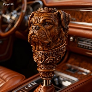 Bulldog Head Pommel STL - 3D Print File for Walking Cane Knob, Custom Gear Shift Knob, CNC Wood Carving Dagger Handle, High Res Split Mesh