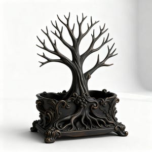 Fichier impression 3D The Gothic Sentinel - Arbre à stylos détaillé et support à bijoux, fichier d'impression 3D, décoration de bureau baroque sombre, polygones 1,5 m haute résolution