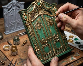 French Rococo Palace Doors – 1:12 Scale Ornate Miniature STL (Digital Download)