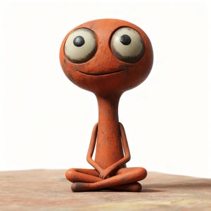 Zen Alien STL - Meditating Buddha Creature 3D Print File, Yoga Alien Figurine, Cute ET Desk Buddy, Minimalist Statuette, High Res