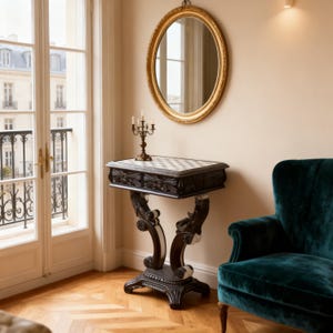 Antique Side Table STL - 1:12 Miniature 3D Print File for Dollhouse Furniture, Ornate Victorian End Table, High Res Solid 3D Model Art