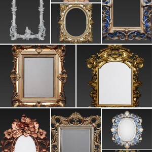 Baroque Frame STL, Picture Frame Bundle, 10 Frame Pack, CNC Wood Carving, Rococo Mirror File, Ornate Wall Decor, Artcam Aspire Model, Regency Core Decor, Vintage Frame 3D, High Poly STL, Neoclassical Art, Large Mirror STL, Gallery Wall Design