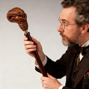 Crustacean Pommel STL - Walking Cane Handle 3D Print File, Custom Gear Shift Knob, Deep Sea Creature Hilt, Split Mesh CNC Wood Carving