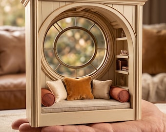 Fensternische für himmlische Gelehrte 3D STL – Miniatur-Leseecke-Diorama (Digitaler Download)