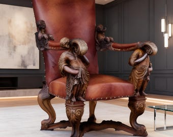 Celestial Maiden Armchair STL - 1:12 Miniature 3D Print File for Dollhouse Furniture, Baroque Figurine Throne, 1.5M Poly High-Res 3D Art