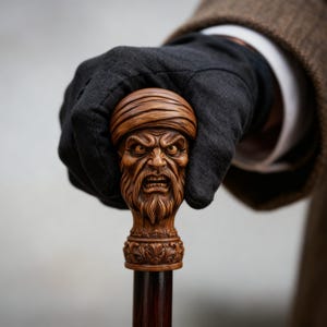 Głowica Warrior Face STL – wydruk 3D i plik CNC do główki laski, niestandardowa gałka zmiany biegów, figurka na biurko, model z siatką dzieloną o wysokiej rozdzielczości