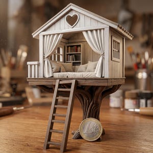 Escalera De Madera En Miniatura 1:12 Para Casa De Muñecas | 12 X 3 X 0,6 Cm | Detalle Realista Para Dioramas Y Decoración