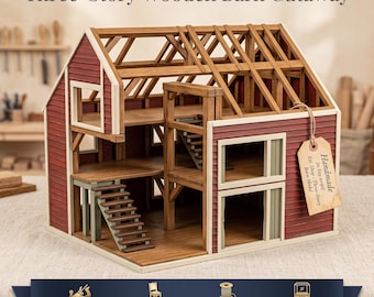 Three-Story Wooden Barn Cutaway 3D Model (STL File) for Dioramas and Tabletop Terrain