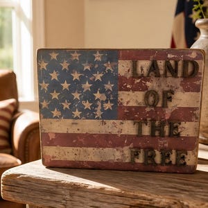Verweerde Amerikaanse vlag houten bord | Land van de Vrijheid rustieke plankdecoratie | Patriotische decoratie