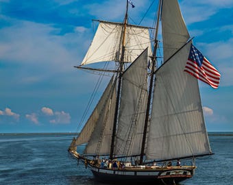 Żaglowiec Lynx Nantucket Harbor Photography, wydruk artystyczny o tematyce morskiej