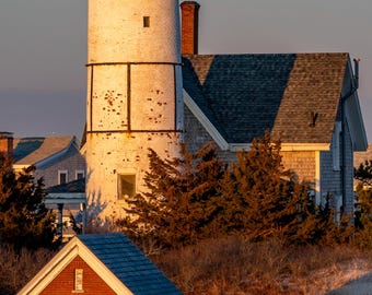 Światło Sandy Neck o świcie, Barnstable, Cape Cod