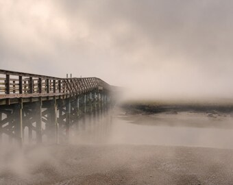 Foggy Cape Cod Boardwalk Print, Sandwich Marsh Wall Art, Coastal Photography, New England Landscape