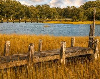 Scena bagienna na moście wuja Tima w Wellfleet Cape Cod