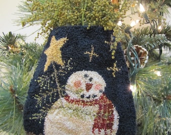 Primitive Punchneedle Snowman Ditty Bag Pattern
