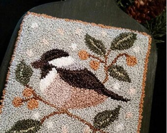 Chickadee in a Kuka Berrie Tree Punchneedle Pattern