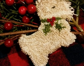 Primitive Punchneedle Holiday Westie Pin  Pattern