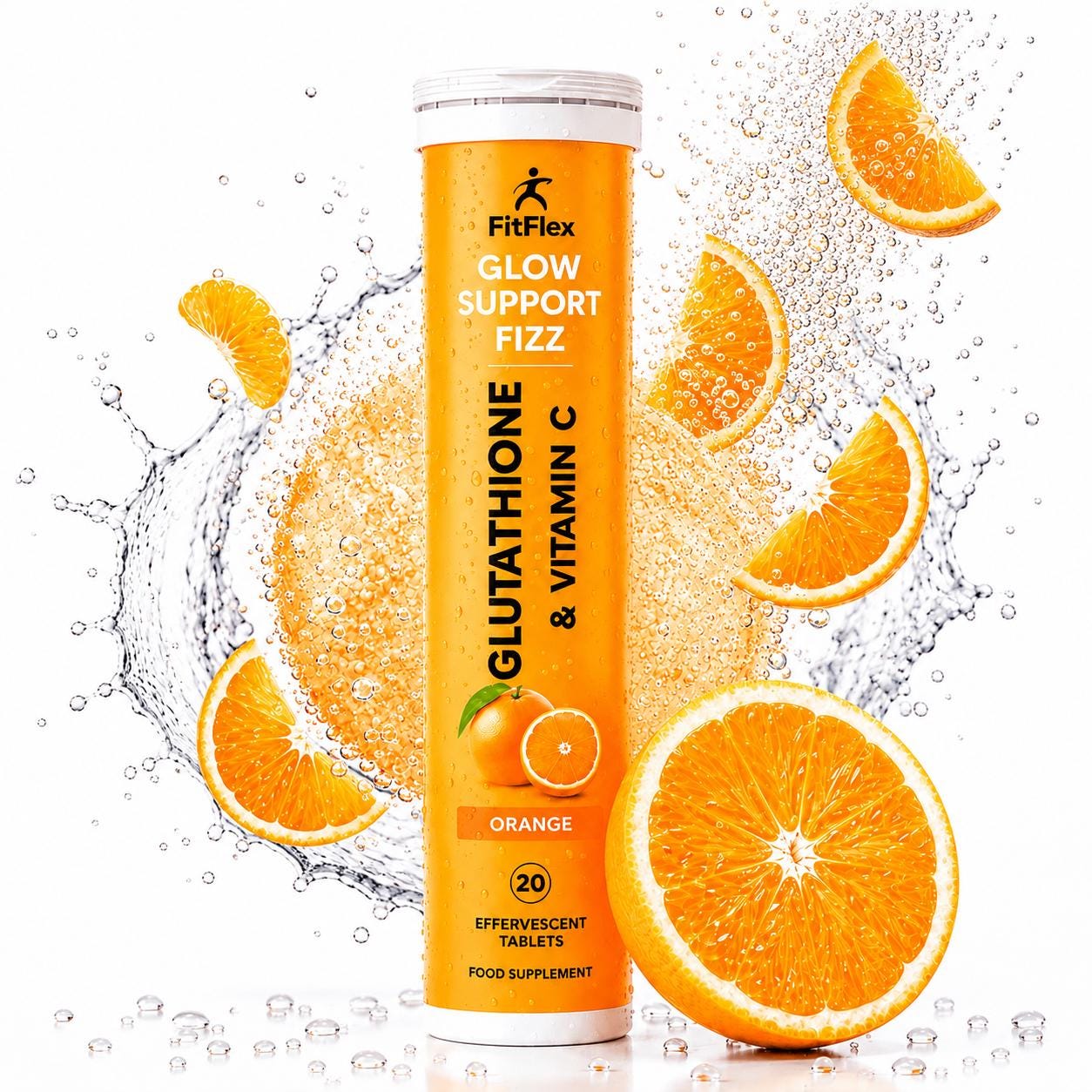 glutathione fizz Tablets Skin Whitening Product - With Vitamin C - 20 Count كريم مع أداة تدليك العين