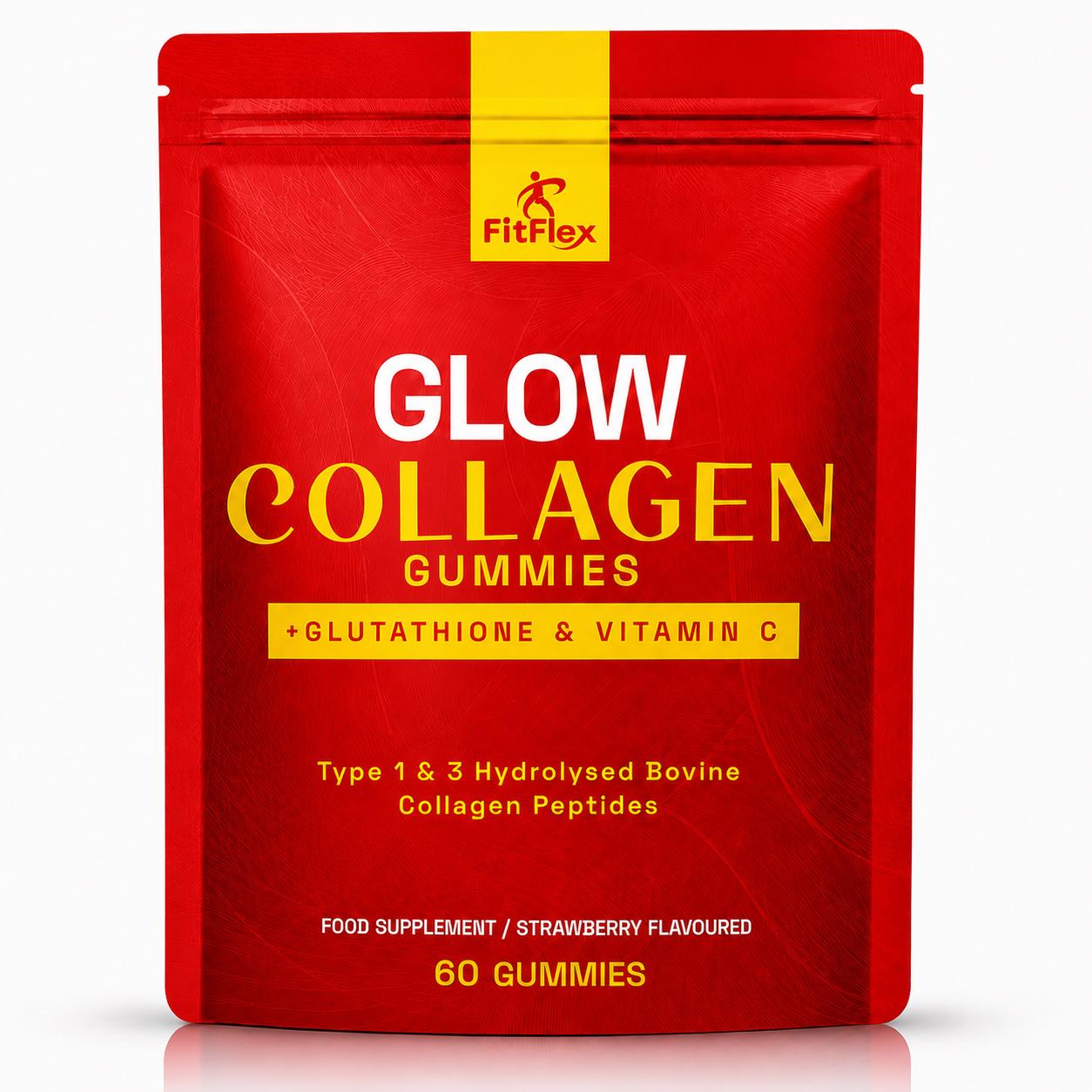 Collagen Gummies With Glutathione & Vitamin C – Glow Boost Skin, Hair, Nails Supplement - 60 Gummies