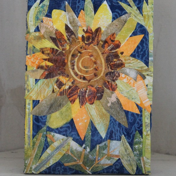 Mixed Media Collage - "Last Sunflower of Summer"