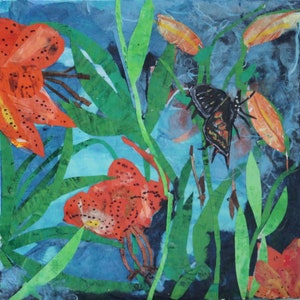 MIxed Media Collage - &quot;Tiger Lilies&quot;
