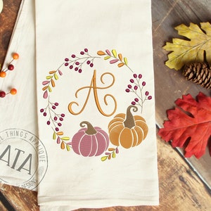 Pumpkin Monogram Frame Embroidery Design - Fall Halloween Thanksgiving Hostess Pumpkin Sketch Stitch Design