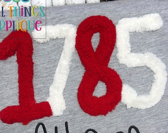 Yarn Numbers Designs - Machine Embroidery Font for Chenille Yarn - Programmed for Machine to Stop in each Number for easy stitching