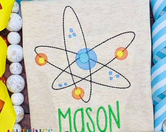 Science Atom Machine Embroidery Design by All Things Applique