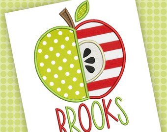 Apple Applique Design for Back to School - Machine Embroidery Satin Stitch Digitized Desgin - by All Things Applique