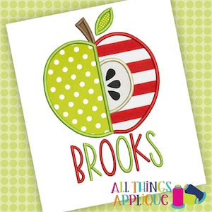 Apple Applique Design for Back to School - Machine Embroidery Satin Stitch Digitized Desgin - by All Things Applique