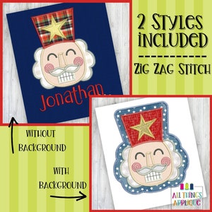 Nutcracker Face Applique Design - With or Without Background Fabric - ZZ Stitch Machine Embroidery Applique Design for Christmas