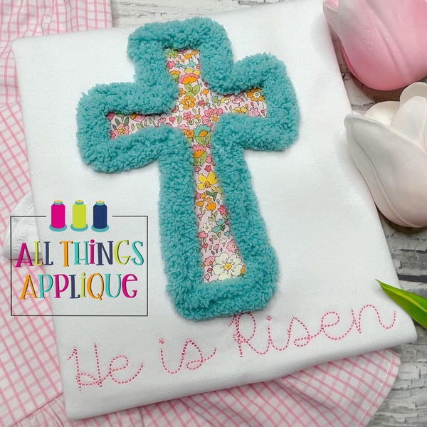 Cross Yarn Applique Design - Machine Embroidery Applique Design to be stitched with Chenille Yarn
