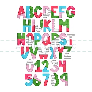 Applique Alphabet for Machine Embroidery in Bean Stitch - BX Included - Split Party Applique Alphabet by All Things Applique