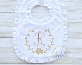 All Things Applique Girl Embroidery Design Monogram Embroidery Font and Rose Embroidery Frame for Machine Embroidery