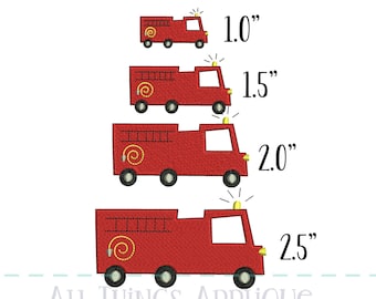 Embroidery Designs - Mini Fire Truck Fill Stitch Embroidery Design File for Machine Embroidery - by All Things Applique