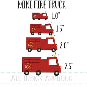 Embroidery Designs - Mini Fire Truck Fill Stitch Embroidery Design File for Machine Embroidery - by All Things Applique