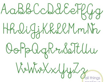 Eliza Quick Stitch Font (#1002) - 26 Letters - Upper and Lower - 5 Sizes - Machine Embroidery Design - INSTANT DOWNLOAD