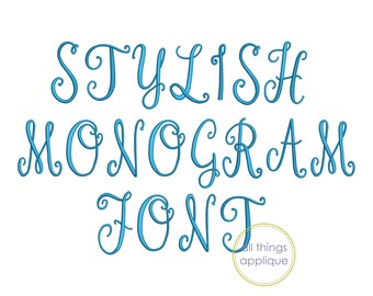 Stylish Monogram Font (#1334) - 26 Uppercase Letters - 7 Sizes - Machine Embroidery Design - INSTANT DOWNLOAD