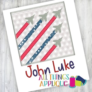 Military Fighter Jets Machine Embroidery Applique Design for Memorial Day, Veteran&#39;s Day, 4th of July, Patriotic Holidays
