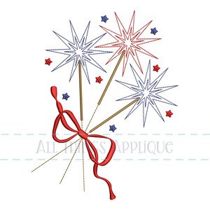 Sparkler Bouquet Embroidery Design for 4th of July, Memorial Day, Labor Day, Birthday by All Things Applique image 3