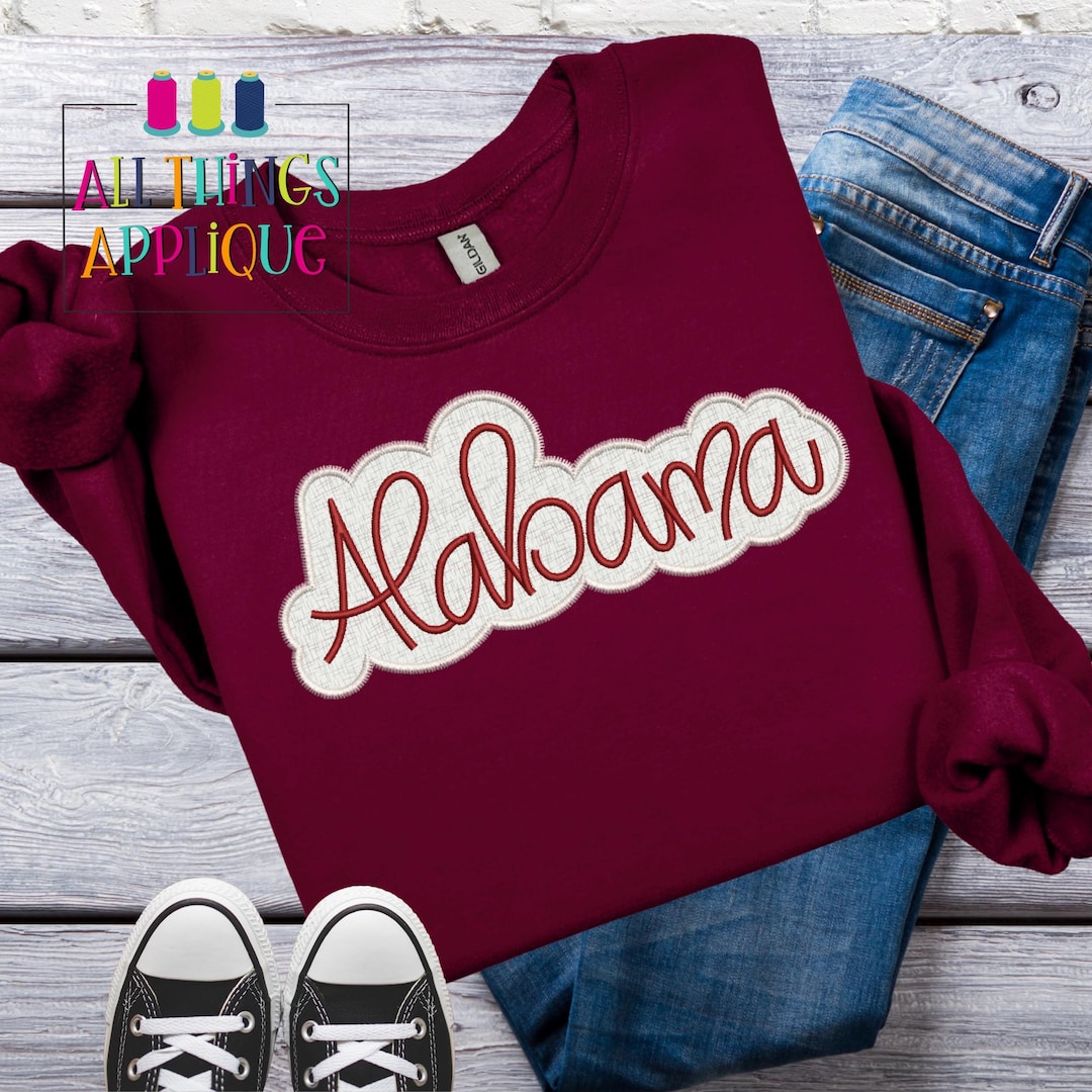 Alabama Hand Lettered Machine Embroidery Applique Design - Double Stack ...