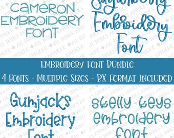 Machine Embroidery Font Bundle - Cameron (5 sizes), Sugarberry ( sizes), Skelly Keys ( sizes), Gumjacks ( sizes) - BX Format Included