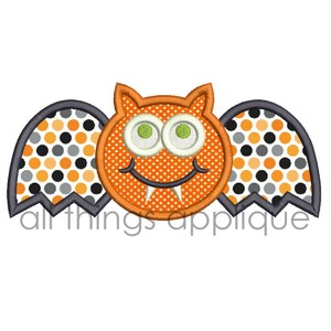 Goofy Bat Satin Stitch Applique Design (#681) - Machine Embroidery Design - INSTANT DOWNLOAD