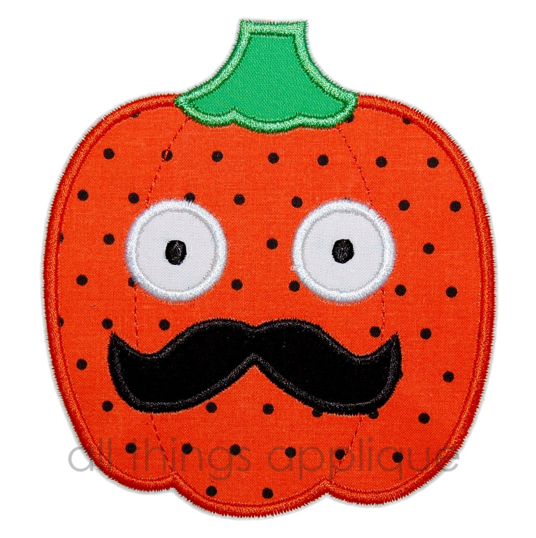 Mustache Pumpkin Applique Design 3 Sizes Halloween Applique Design ...