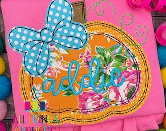 Double Layer Pumpkin with Bow Applique Design - Bean Stitch - Halloween Applique Designs - 4 Sizes - INSTANT DOWNLOAD