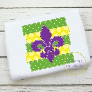 Stacked Fleur de LisBean Stitch Applique Design (#1288) - Mardi Gras Applique Design - INSTANT DOWNLOAD